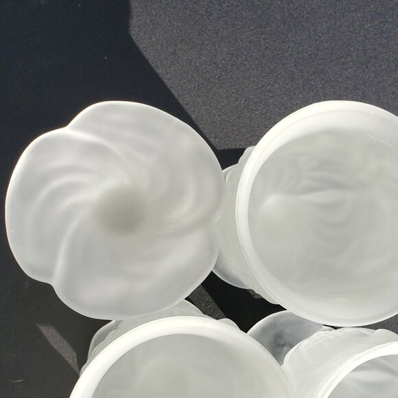 Embossed Floral Frosted Glass Water Goblet set-6 vintage1980s Avon textured - Picture 9 of 10